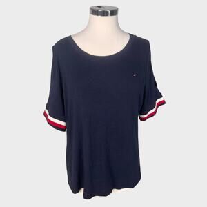 Tommy Hilfiger Womens XL Navy Blue Short Sleeve TShirt 100% Cotton